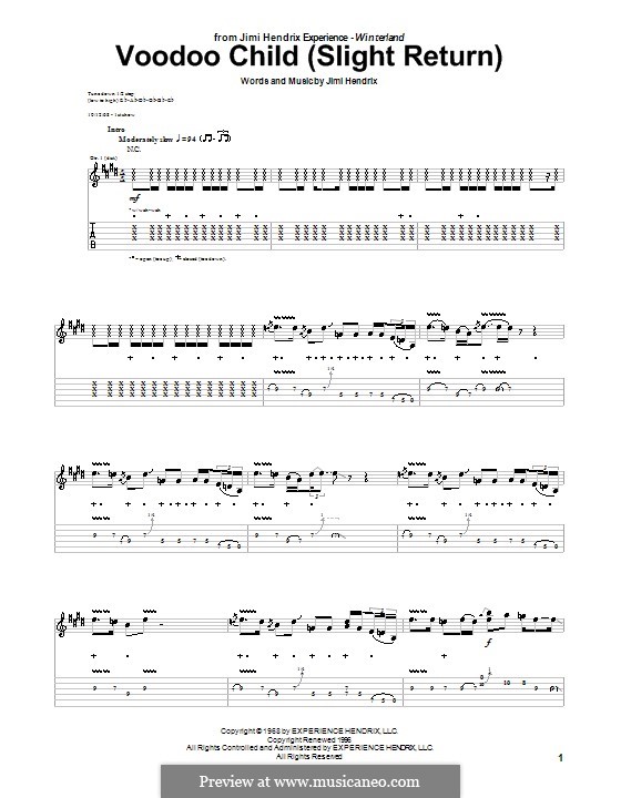 Voodoo Child (Slight Return): For guitar with tab by Jimi Hendrix