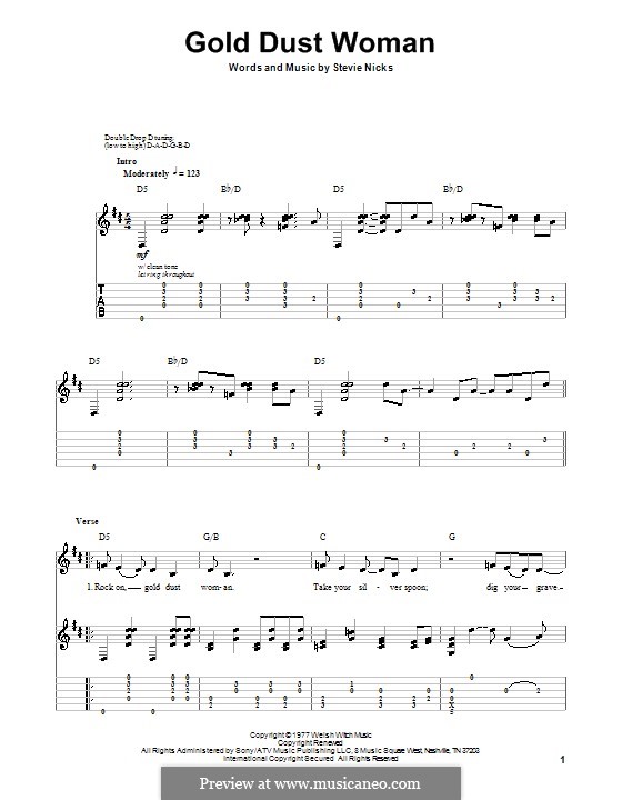 Gold Dust Woman (Fleetwood Mac): For guitar with tab by Stevie Nicks