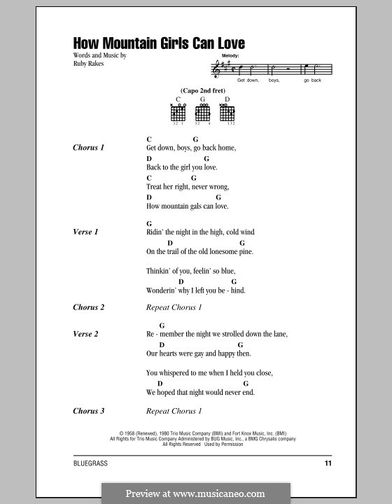 How Mountain Girls Can Love By R Rakes Sheet Music On