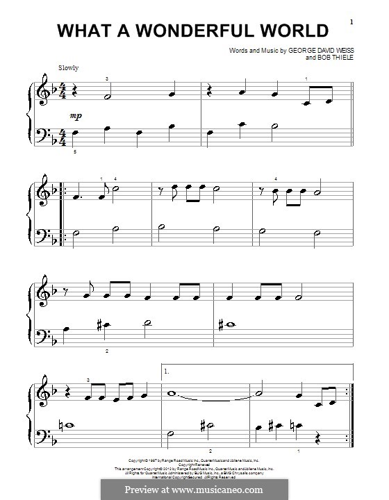 What a Wonderful World, for Piano by B. Thiele, G.D. Weiss on MusicaNeo