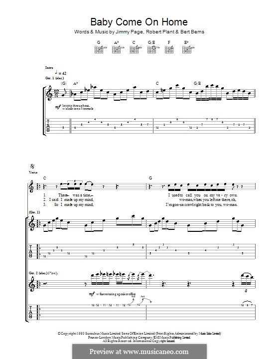 Baby Come on Home (Led Zeppelin): For guitar with tab by Bert Berns, Jimmy Page, Robert Plant
