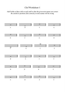 Adding Correct Clef: Worksheets 1 and 2: Adding Correct Clef: Worksheets 1 and 2 by Yvonne Johnson