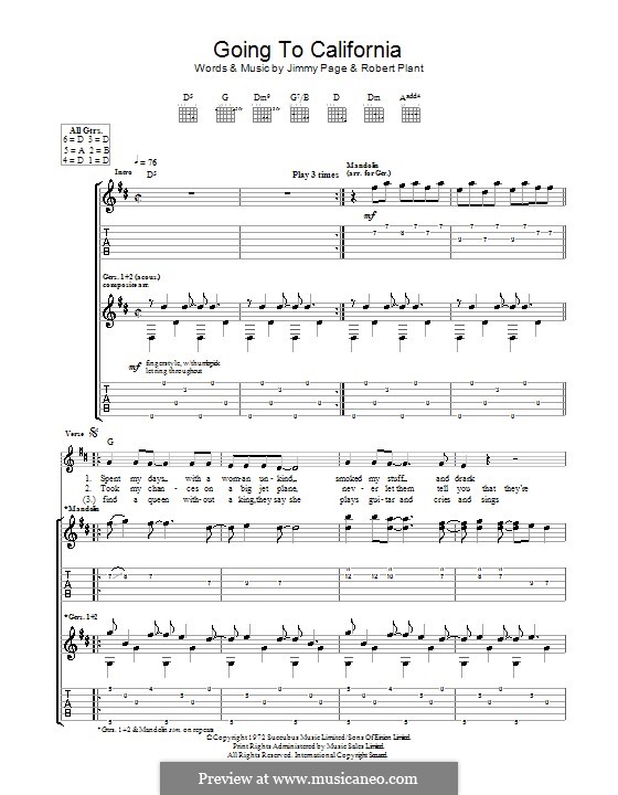 Going To California (Led Zeppelin): For guitar with tab by Jimmy Page, Robert Plant