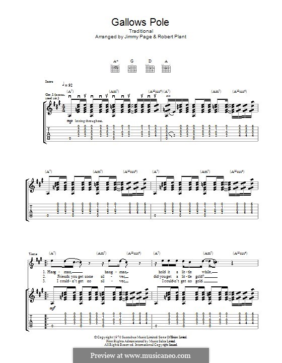 Gallows Pole: Guitar tab by folklore