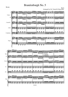 Brandenburg Concerto No.5 in D Major, BWV 1050: For elementary to middle school age string youth orchestras – score with violin III part by Johann Sebastian Bach