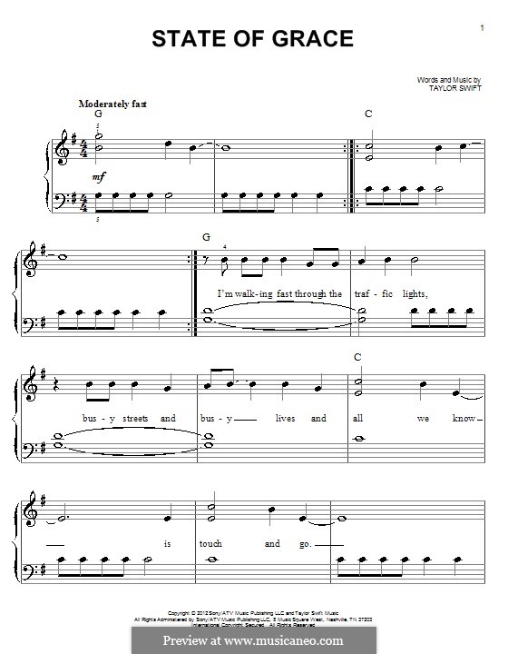 State of Grace: For piano by Taylor Swift