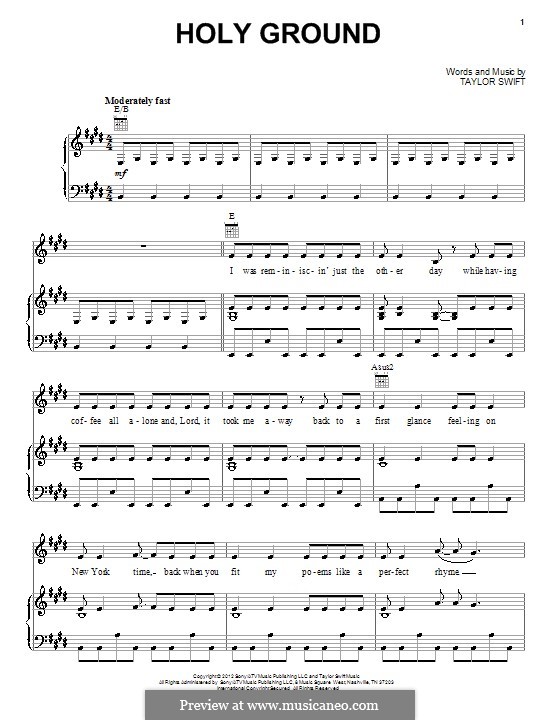 Holy Ground Script Holy Ground by T. Swift - sheet music on MusicaNeo