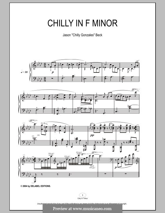 Chilly In F Minor: For piano by Chilly Gonzales