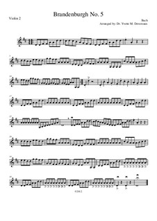 Brandenburg Concerto No.5 in D Major, BWV 1050: For elementary to middle school age string youth orchestras – violin II part by Johann Sebastian Bach