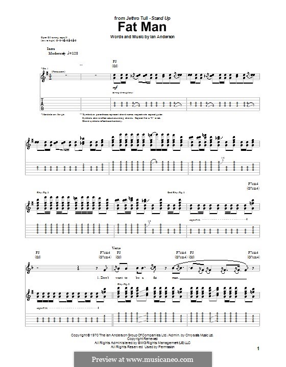 Fat Man (Jethro Tull): For guitar with tab by Ian Anderson