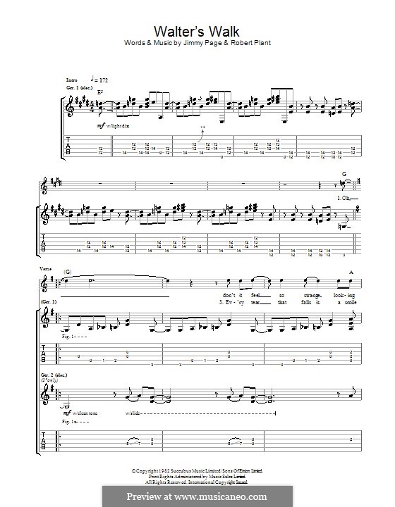 Walter's Walk (Led Zeppelin): For guitar with tab by Jimmy Page, Robert Plant