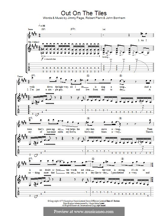 Out on the Tiles (Led Zeppelin) by J. Page, J. Bonham, R. Plant on