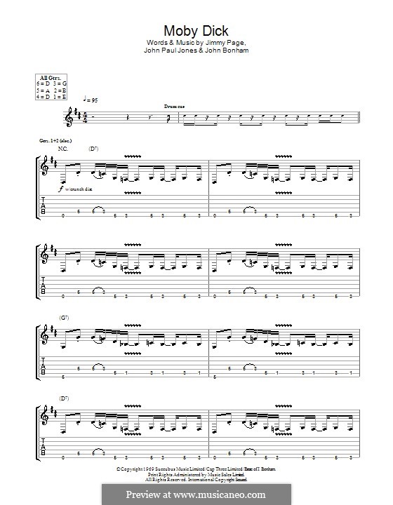 Moby Dick (Led Zeppelin): For guitar with tab by John Paul Jones, Jimmy Page, John Bonham