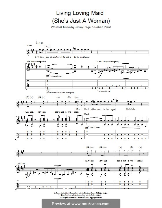 Living Loving Maid (She's Just a Woman): For guitar with tab (Led Zeppelin) by Jimmy Page, Robert Plant