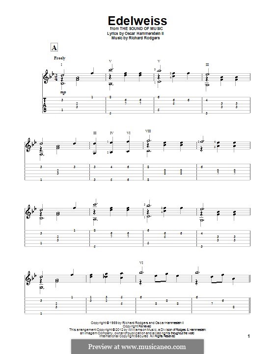 Edelweiss (from The Sound of Music): For guitar with tab by Richard Rodgers