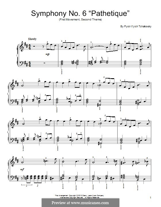 Movement II: Theme, for piano by Pyotr Tchaikovsky