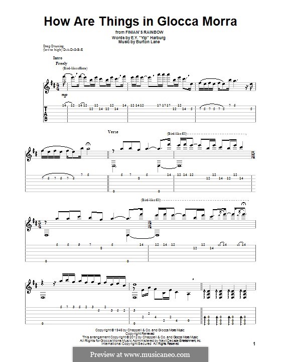 How are Things in Glocca Morra: For guitar with tab by Burton Lane