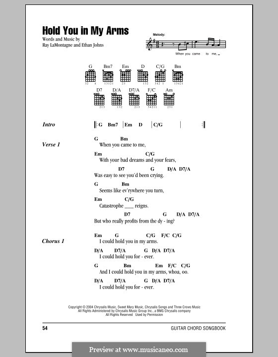 Hold You in My Arms: Lyrics and chords by Ethan Johns, Ray LaMontagne