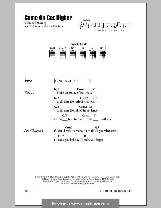 Come On Get Higher: Lyrics and chords by Mark Weinberg
