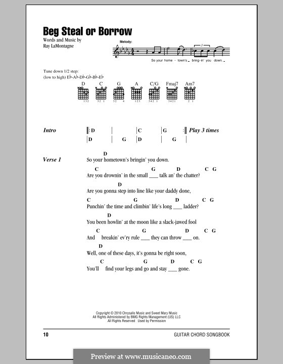 Beg Steal or Borrow (Ray LaMontagne and The Pariah Dogs): Lyrics and chords by Ray LaMontagne