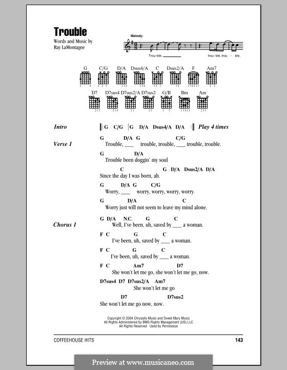 Trouble by R. LaMontagne - sheet music on MusicaNeo