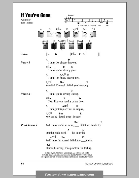 If You're Gone (Matchbox Twenty): Lyrics and chords by Rob Thomas