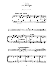 Nuit d'Espagne: For high voice and piano by Jules Massenet