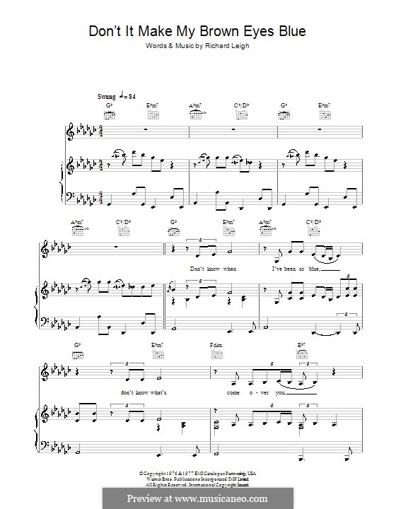 Don't It Make My Brown Eyes Blue (Crystal Gayle): Lyrics and chords by Richard Leigh