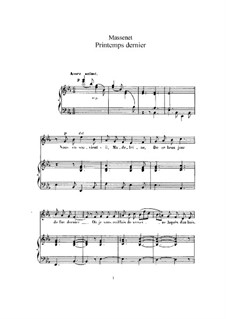 Printemps dernier: For high voice and piano by Jules Massenet