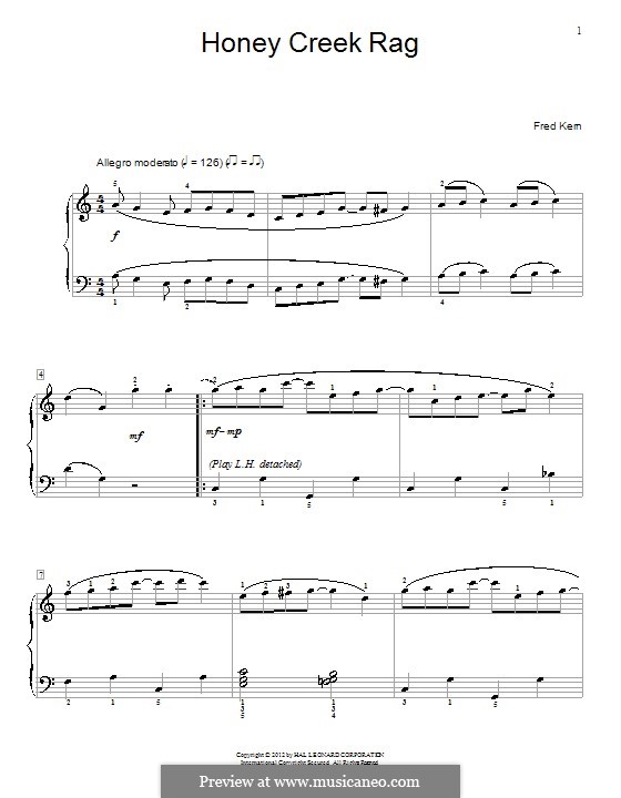 Honey Creek Rag: For piano by Fred Kern