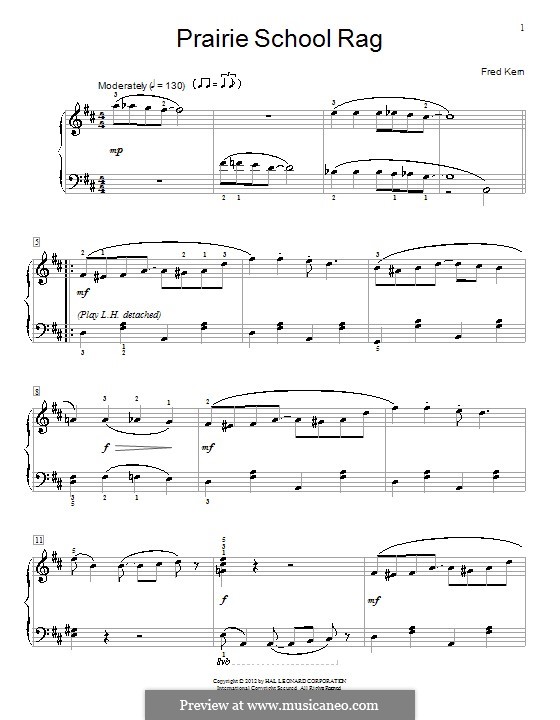 Prairie School Rag: For piano by Fred Kern