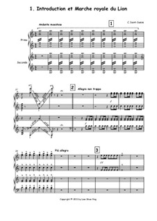 Introduction and the Lion's Royal March: Version for piano four hands by Camille Saint-Saëns