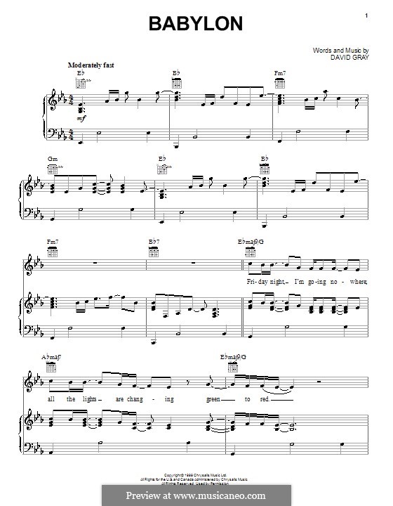Babylon: For voice and piano (or guitar) by David Gray