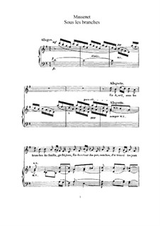Sous les branches: For high voice and piano by Jules Massenet