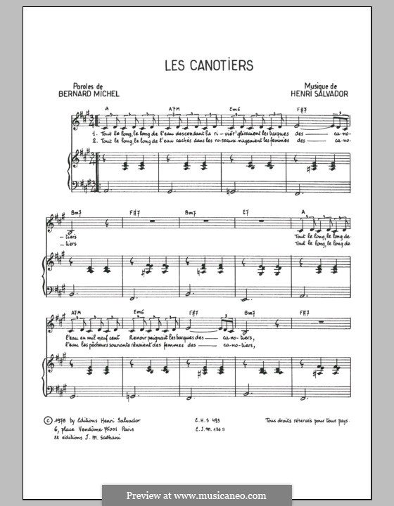 Canotiers: For voice and piano by Henri Salvador