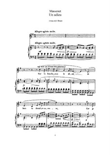 Un adieu: For high voice and piano by Jules Massenet
