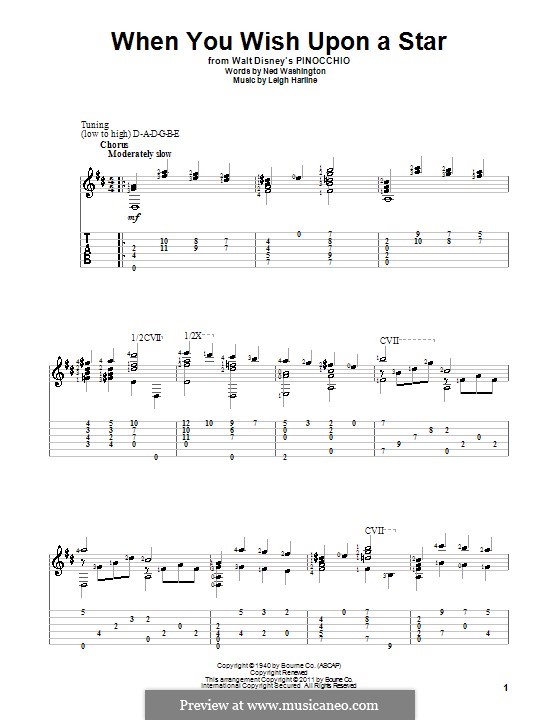 When You Wish Upon a Star (from Disney's Pinocchio): For guitar with tab by Leigh Harline