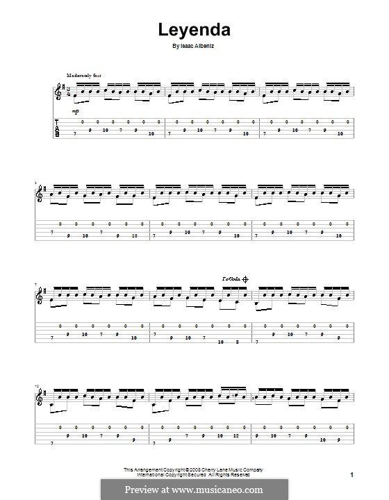 No.5 Legend: For guitar with tab by Isaac Albéniz