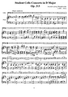 Student Concerto in D Major, Op.213: For cello and piano by Arnold Mendelssohn