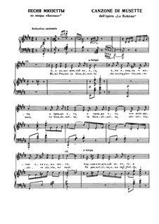 La bohème: Canzone di Musette, for voice and piano by Ruggero Leoncavallo