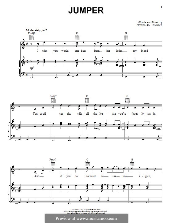 Jumper (Third Eye Blind): For voice and piano (or guitar) by Stephan Jenkins