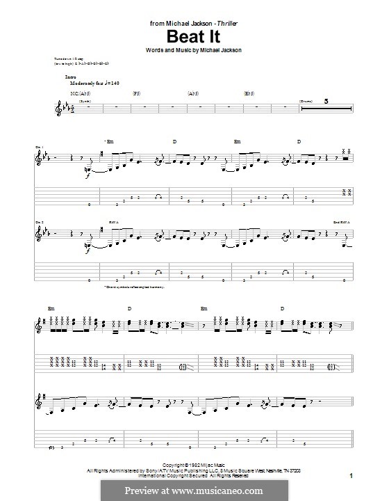 Beat It By M Jackson Sheet Music On Musicaneo