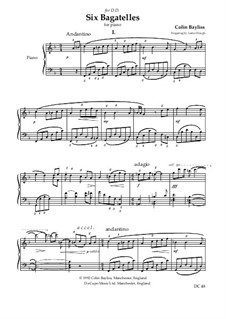 6 Bagatelles for piano: 6 Bagatelles for piano by Colin Bayliss