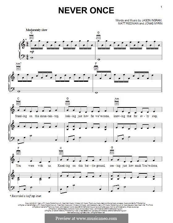 Never Once: For voice and piano (or guitar) by Jason David Ingram, Jonas Myrin, Matt Redman