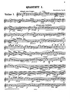 String Quartet No.1 in E Flat Major, Op.12: Violin I part by Felix Mendelssohn-Bartholdy