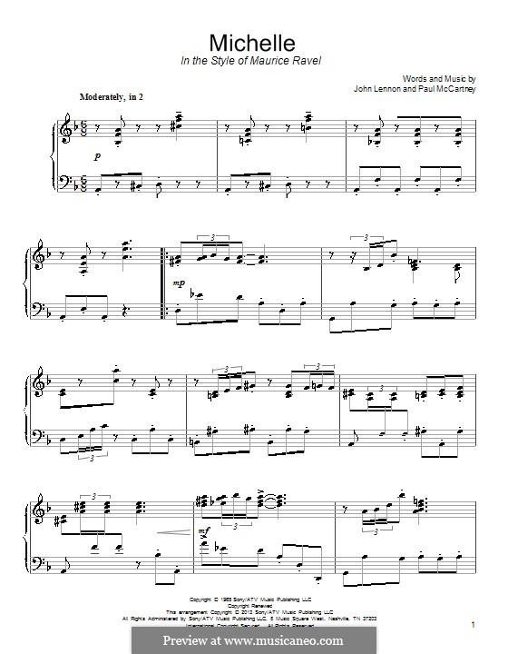 Michelle (The Beatles), for One Instrument: For piano (classical version) by John Lennon, Paul McCartney