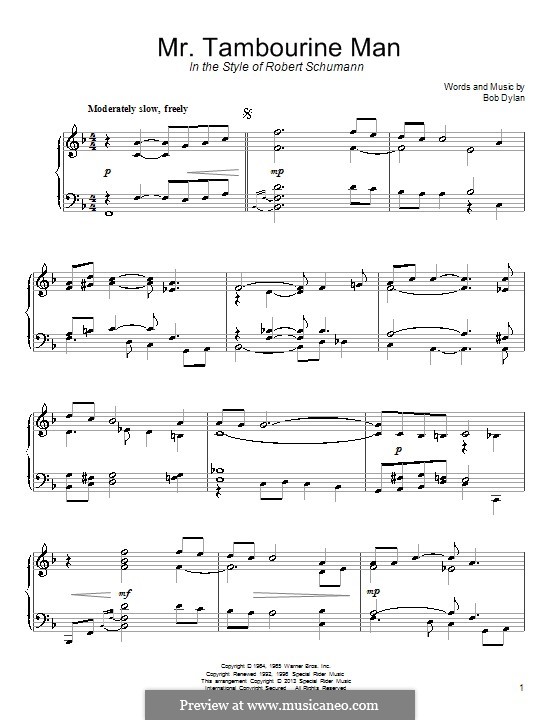 Mr Tambourine Man By B Dylan Sheet Music On Musicaneo