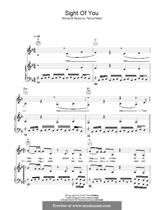 Sight of You (Tulisa): For voice and piano (or guitar) by Terius Nash