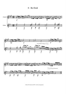 Eight Jewish Melodies: Bo Dodi, for clarinet and guitar by folklore