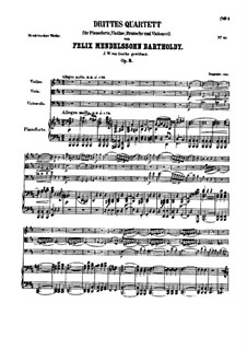 Piano Quartet No.3 in B Minor, Op.3: Full score by Felix Mendelssohn-Bartholdy